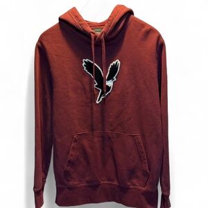 Men’s Burgundy American Eagle Hoodie w/ Eagle Logo Size Large Small P-P22” L-27